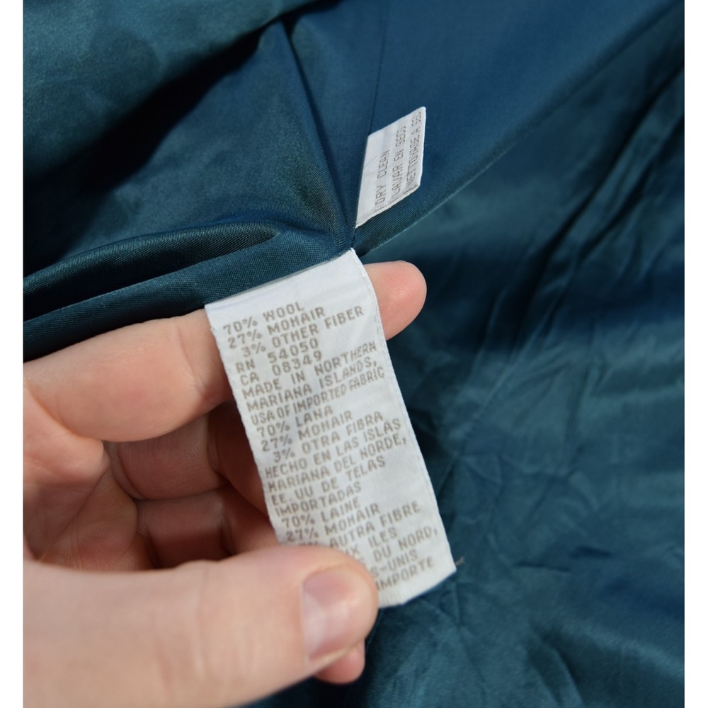Jones New York Petite Jacket Womens 8P Wool Mohair Plaid Full Zip Fuzzy Blue - Picture 6 of 8
